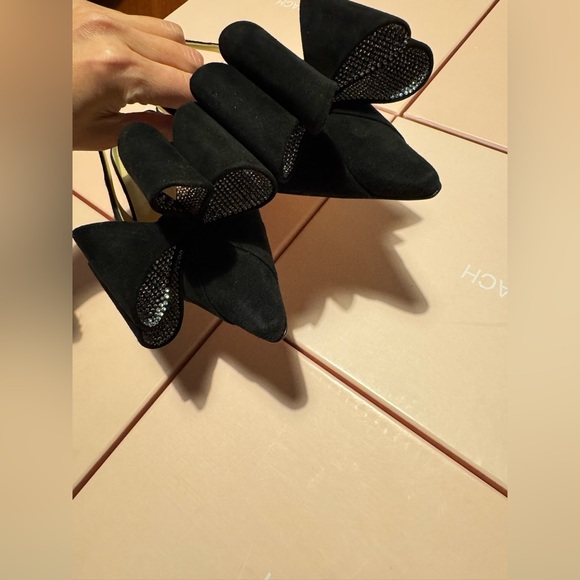 Mach & Mach 15mm Le Cadeau Suede Slingback Flats Black various sizes available - Picture 10 of 16